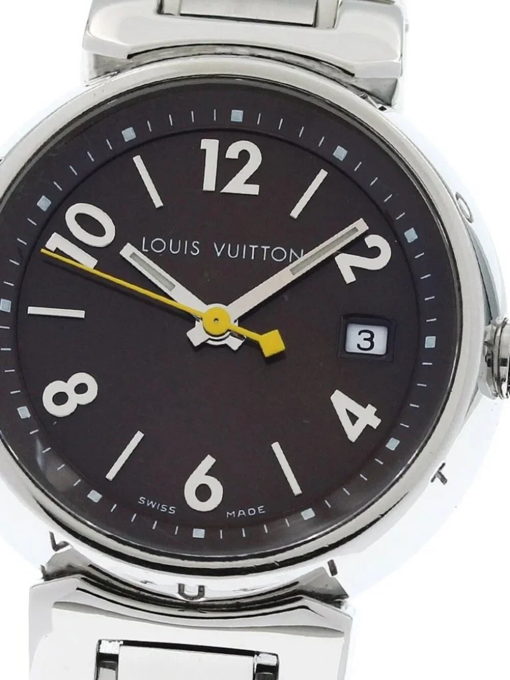 LOUIS VUITTON Tambour Q1211 Date Brown Dial Quartz Ladies Watch_952493